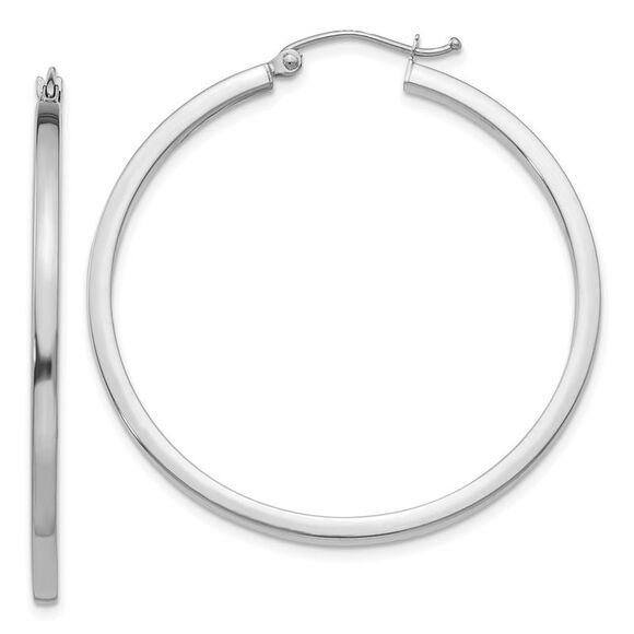 10k White Gold 2mm Square Tube Hoops,All Products : American Fashion Style Bags On Sale